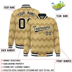 Khaki Ripple Color Block Full-Snap Varsity Letterman Jacket 2