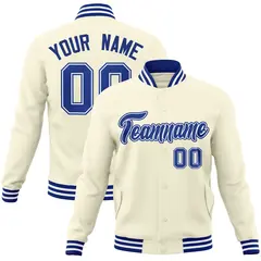 Khaki Royal-Royal Classic Varsity Full-Snap Letterman Jacket