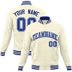 Khaki Royal-Royal Classic Varsity Full-Snap Letterman Jacket 1