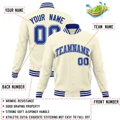 Khaki Royal-Royal Classic Varsity Full-Snap Letterman Jacket 4