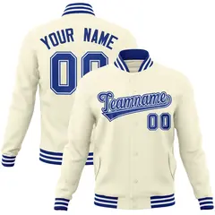 Khaki Royal-Royal Classic Varsity Full-Snap Letterman Jacket 1