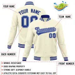 Khaki Royal-Royal Classic Varsity Full-Snap Letterman Jacket 4