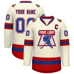 Khaki Royal White-Red Classic Hockey Jersey 1