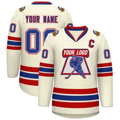 Khaki Royal White-Red Classic Hockey Jersey 1