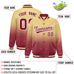 Khaki Sparkle-Effect Varsity Letterman Baseball Jacket 2