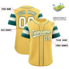 Khaki Teal Cream Sleeve Flag Lace Baseball Jersey 2