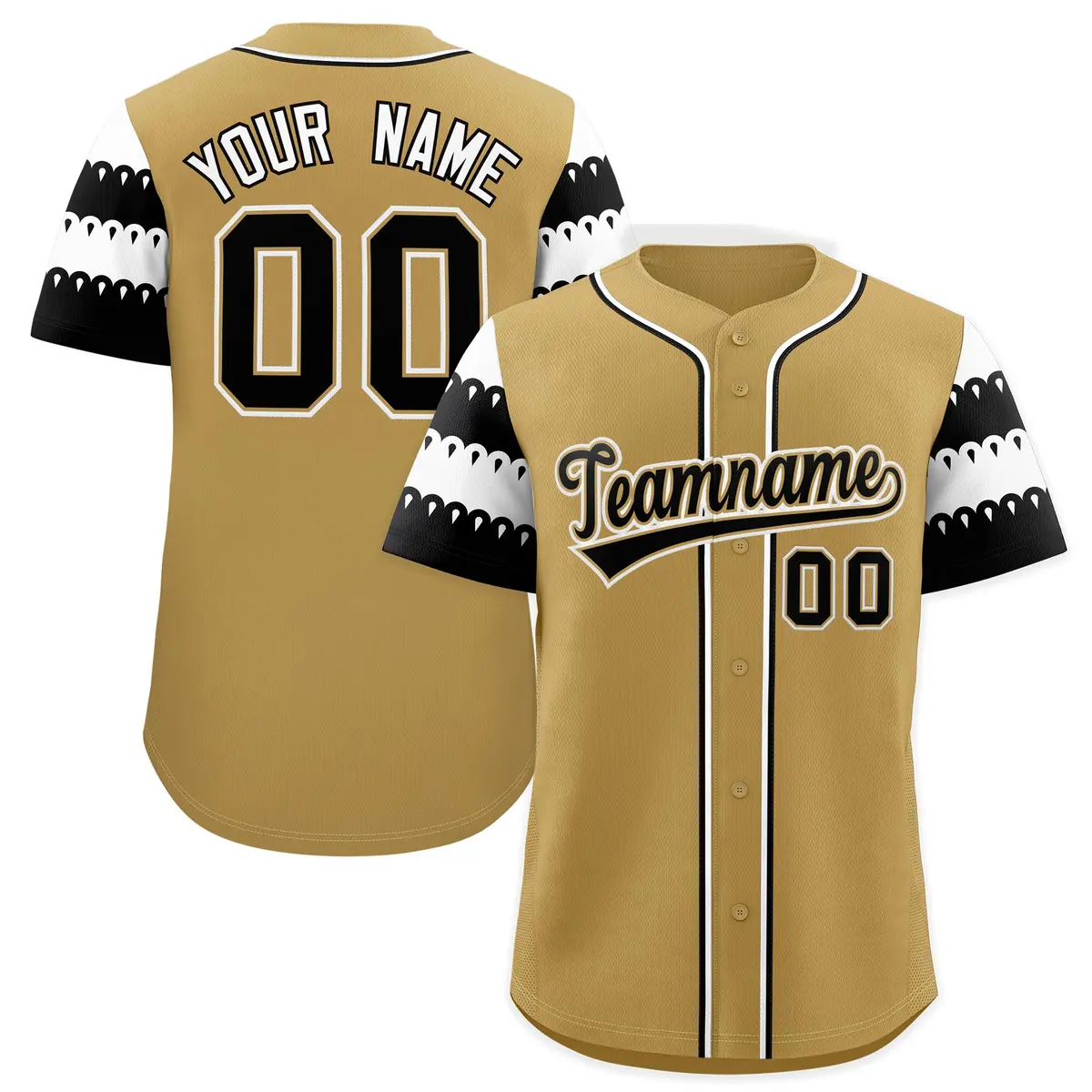 Khaki White Black Sleeve Flag Lace Baseball Jersey