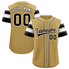 Khaki White Black Sleeve Flag Lace Baseball Jersey