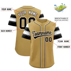 Khaki White Black Sleeve Flag Lace Baseball Jersey 2
