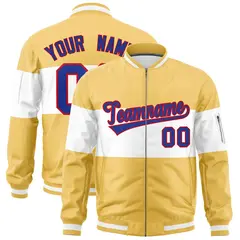 Khaki White Color Block Varsity Letterman Bomber Jacket 1