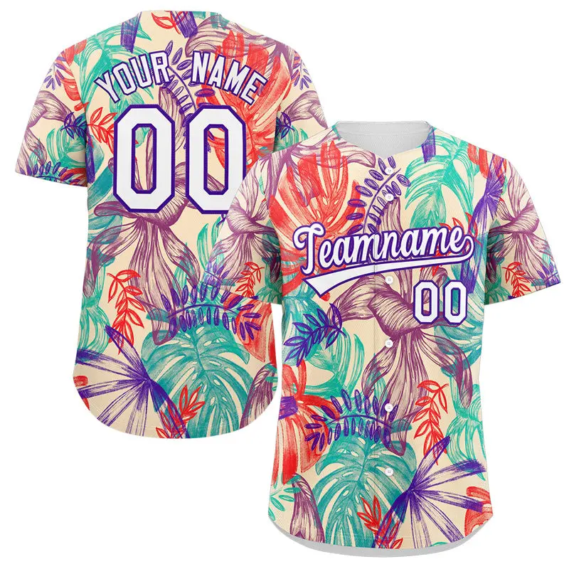 Khaki White-Purple Graffiti Authentic Baseball Jersey