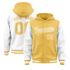 Khaki White Raglan Two Tone Varsity Letterman Jacket Hoodie 1