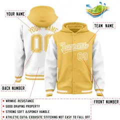 Khaki White Raglan Two Tone Varsity Letterman Jacket Hoodie 4