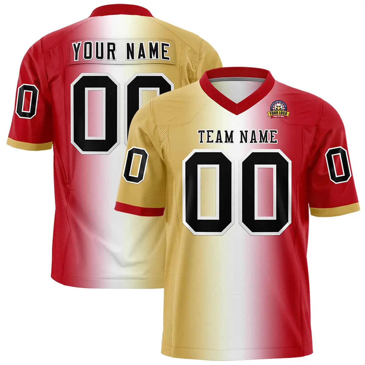 Khaki White-Red Gradient Fashion Authentic Football Jersey
