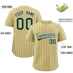 Khaki White Tricolor Stripe Fashion Baseball Jersey 2