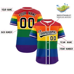 LGBT Rainbow Pride Month Color Block Baseball Jersey 2