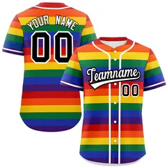 LGBT Rainbow Pride Month Color Block Baseball Jersey 1