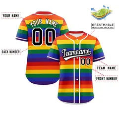 LGBT Rainbow Pride Month Color Block Baseball Jersey 2