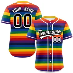 LGBT Rainbow Pride Month Color Block Baseball Jersey 1