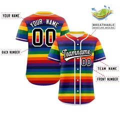 LGBT Rainbow Pride Month Color Block Baseball Jersey 2