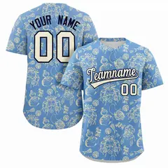 Light Blue 3D Graffiti Pattern Baseball Jersey