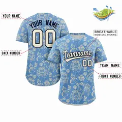 Light Blue 3D Graffiti Pattern Baseball Jersey 2