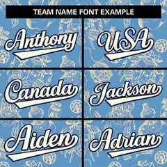 Light Blue 3D Graffiti Pattern Baseball Jersey 3