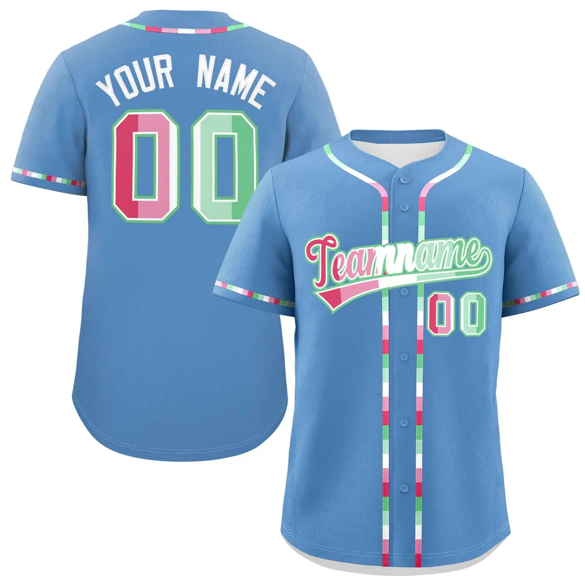Light Blue Abrosexual Pride Month Baseball Jersey