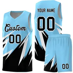 Light Blue Abstract Mountain Pattern Basketball Jersey