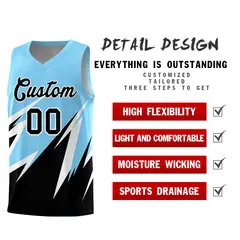 Light Blue Abstract Mountain Pattern Basketball Jersey 2