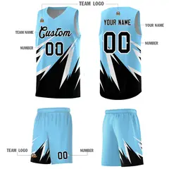 Light Blue Abstract Mountain Pattern Basketball Jersey 4