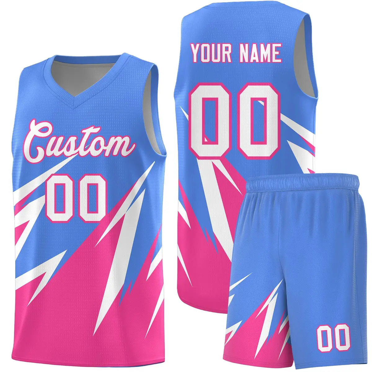 Light Blue Abstract Mountain Pattern Basketball Jersey