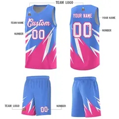 Light Blue Abstract Mountain Pattern Basketball Jersey 4