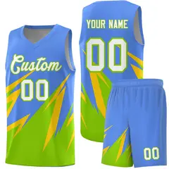 Light Blue Abstract Mountain Pattern Basketball Jersey 1