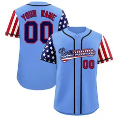 Light Blue American Flag Design Baseball Jersey