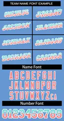 Light Blue Aqua Red-White Stripe Gradient Baseball Jersey 3