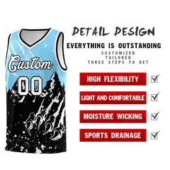 Light Blue Black Beast Pattern Sports Basketball Jersey 2