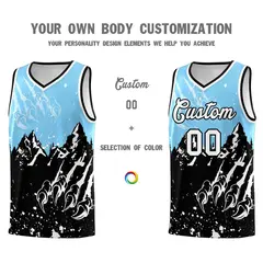 Light Blue Black Beast Pattern Sports Basketball Jersey 3