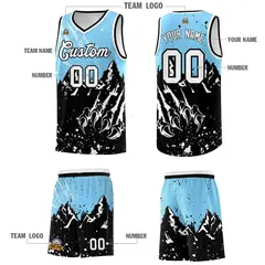 Light Blue Black Beast Pattern Sports Basketball Jersey 5
