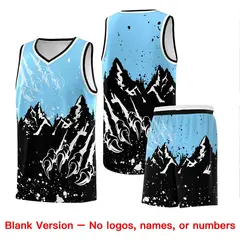 Light Blue Black Beast Pattern Sports Basketball Jersey 7