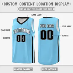 Men's Light Blue Black Classic Casual Basketball Jersey 2