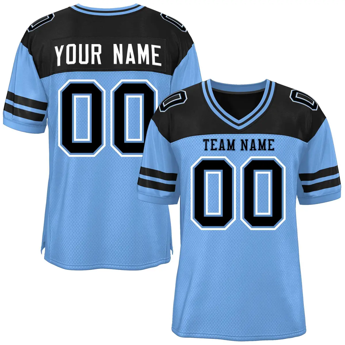 Light Blue Black Color Block Authentic Football Jersey