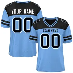 Light Blue Black Color Block Authentic Football Jersey