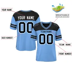Light Blue Black Color Block Authentic Football Jersey 2