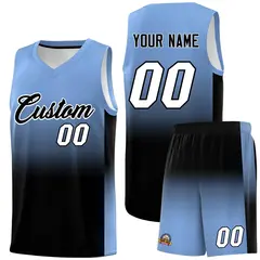 Light Blue Black Gradient Fashion Basketball Jersey 1