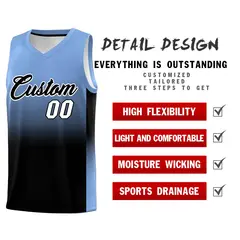 Light Blue Black Gradient Fashion Basketball Jersey 2