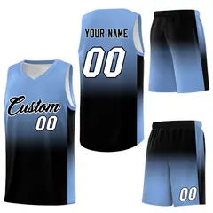 Light Blue Black Gradient Fashion Basketball Jersey 7