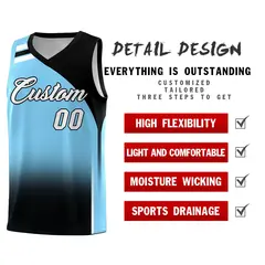 Light Blue Black Gradient Fashion Basketball Jersey 2