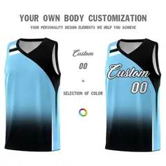 Light Blue Black Gradient Fashion Basketball Jersey 3