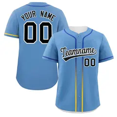 Light Blue Black Gradient Ribbed Authentic Baseball Jersey 1